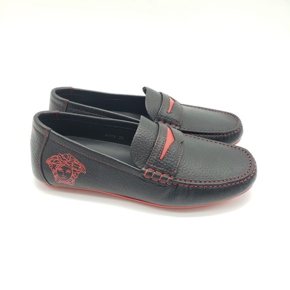 Versace Medusa Leather Loafers Moccasin Black - 39 - Picture 5 of 10